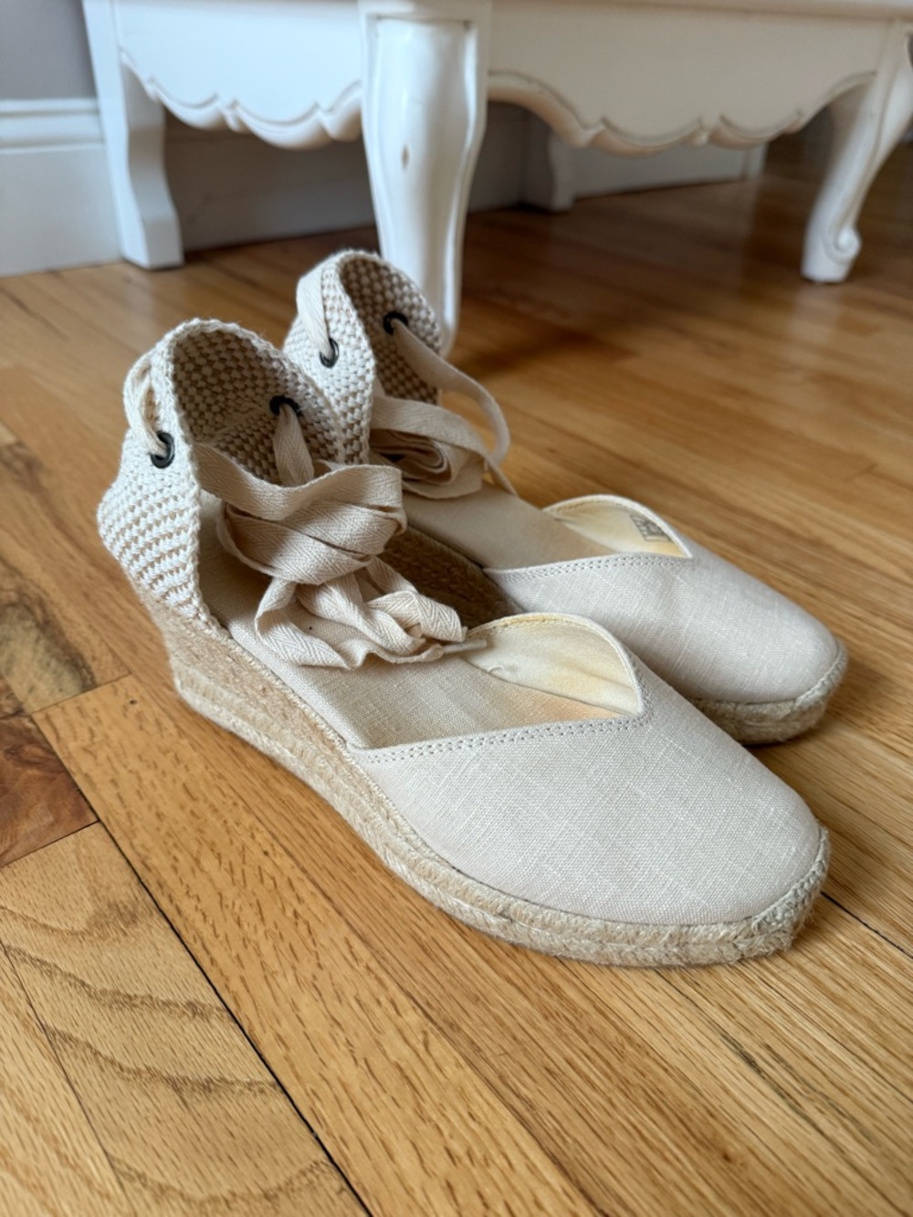 SOLUDOS Ivory The Marseille Wedge Lace-Up Espadrille Size 6